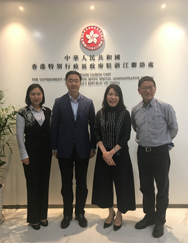 駐浙江聯絡處主任廖鳳嫻（右二）與杭州市港澳事務辦公室主任王進（左二）、副主任杜士根（右一）等會面。