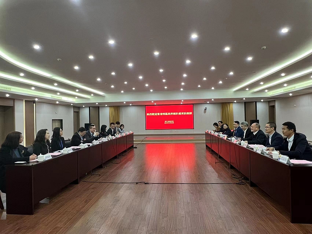 政府統計處處長余振強一行與浙江省統計局局長吳勝豐等座談交流