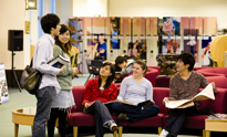 Local and foreign students exchange in campus